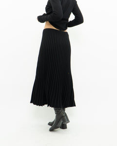 Vintage x Made in Canada x TAHARI Black Ribbed Knit Skirt (S, M)