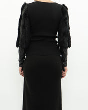 Load image into Gallery viewer, Vintage x Black Ribbed Faux Fur Cotton-Blend Long Sleeve (XS-M)