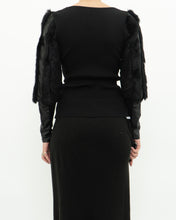 Load image into Gallery viewer, Vintage x Black Ribbed Faux Fur Cotton-Blend Long Sleeve (XS-M)