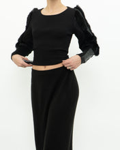 Load image into Gallery viewer, Vintage x Black Ribbed Faux Fur Cotton-Blend Long Sleeve (XS-M)