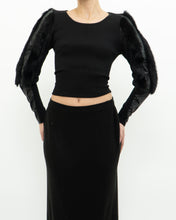 Load image into Gallery viewer, Vintage x Black Ribbed Faux Fur Cotton-Blend Long Sleeve (XS-M)