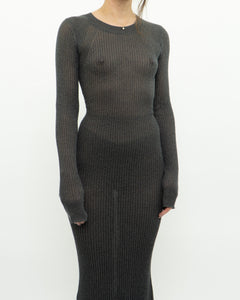 Modern x DAILY PRACTICE Grey Shimmer Ribbed Knit Dress (S, M)