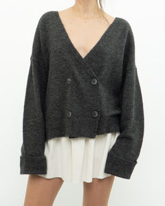 Modern x PIECES Alpaca-blend Grey Knit Cardigan (S-XL)