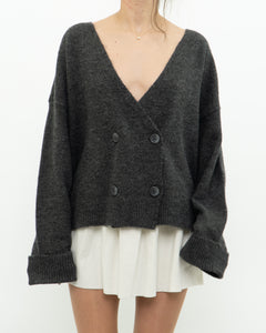 Modern x PIECES Alpaca-blend Grey Knit Cardigan (S-XL)