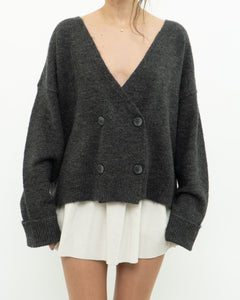 Modern x PIECES Alpaca-blend Grey Knit Cardigan (S-XL)