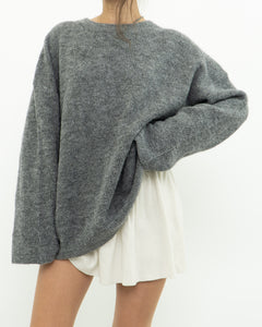 LINDEX x Heathered Grey Wool, Mohair Knit Sweater (XS-L)