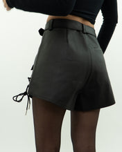 Load image into Gallery viewer, SELF PORTRAIT x Black Faux Leather Booty Shorts (XS, S)