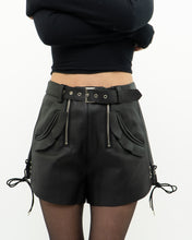 Load image into Gallery viewer, SELF PORTRAIT x Black Faux Leather Booty Shorts (XS, S)