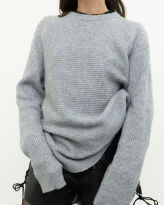 REISS x Grey, Blue Soft Wool-Blend Knit Sweater (S-L)