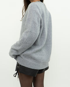 REISS x Grey, Blue Soft Wool-Blend Knit Sweater (S-L)