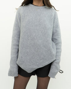 REISS x Grey, Blue Soft Wool-Blend Knit Sweater (S-L)