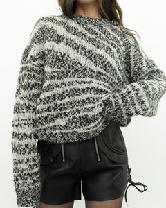 CURRENT ELLIOTT x Black, White Knit Wool-Blend Sweater (XS-L)