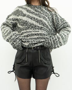 CURRENT ELLIOTT x Black, White Knit Wool-Blend Sweater (XS-L)