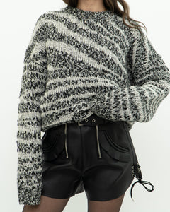 CURRENT ELLIOTT x Black, White Knit Wool-Blend Sweater (XS-L)