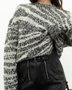 CURRENT ELLIOTT x Black, White Knit Wool-Blend Sweater (XS-L)