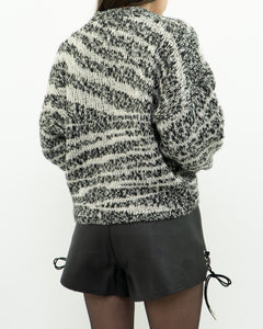 CURRENT ELLIOTT x Black, White Knit Wool-Blend Sweater (XS-L)