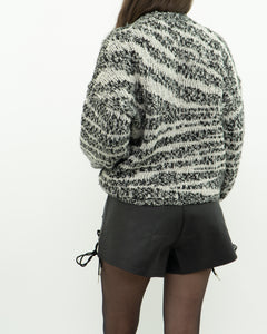 CURRENT ELLIOTT x Black, White Knit Wool-Blend Sweater (XS-L)