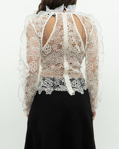 SELF PORTRAIT x Deadstock Cream Lace Blouse (XS, S)