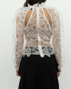 SELF PORTRAIT x Deadstock Cream Lace Blouse (XS, S)