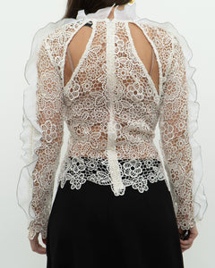 SELF PORTRAIT x Deadstock Cream Lace Blouse (XS, S)