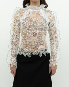 SELF PORTRAIT x Deadstock Cream Lace Blouse (XS, S)