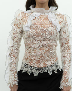 SELF PORTRAIT x Deadstock Cream Lace Blouse (XS, S)