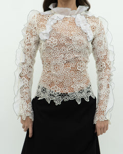 SELF PORTRAIT x Deadstock Cream Lace Blouse (XS, S)