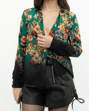 Load image into Gallery viewer, ALICE + OLIVIA x Teal Floral Pure Silk Blouse (XS, S)