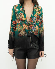 Load image into Gallery viewer, ALICE + OLIVIA x Teal Floral Pure Silk Blouse (XS, S)