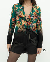 Load image into Gallery viewer, ALICE + OLIVIA x Teal Floral Pure Silk Blouse (XS, S)