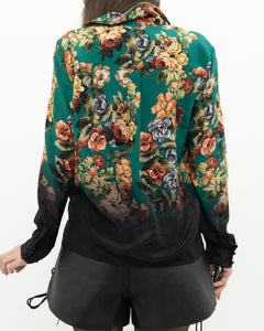 ALICE + OLIVIA x Teal Floral Pure Silk Blouse (XS, S)