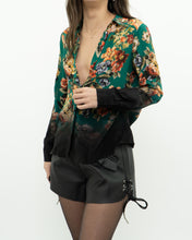 Load image into Gallery viewer, ALICE + OLIVIA x Teal Floral Pure Silk Blouse (XS, S)