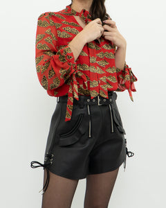 DONALD x ALICE + OLIVIA x Red Leopared Silk Patterned Blouse (XS-M)