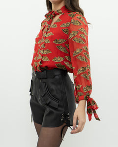 DONALD x ALICE + OLIVIA x Red Leopared Silk Patterned Blouse (XS-M)