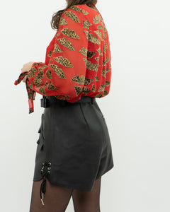 DONALD x ALICE + OLIVIA x Red Leopared Silk Patterned Blouse (XS-M)