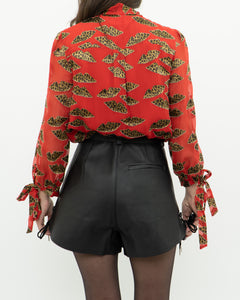 DONALD x ALICE + OLIVIA x Red Leopared Silk Patterned Blouse (XS-M)