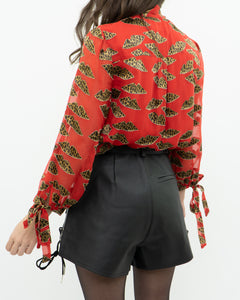 DONALD x ALICE + OLIVIA x Red Leopared Silk Patterned Blouse (XS-M)