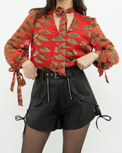 DONALD x ALICE + OLIVIA x Red Leopared Silk Patterned Blouse (XS-M)