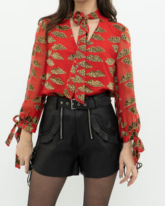 DONALD x ALICE + OLIVIA x Red Leopared Silk Patterned Blouse (XS-M)