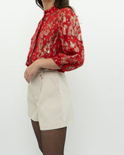 Load image into Gallery viewer, ba&amp;sh x Red Silk Patterned Metallic Blouse (XS, S)