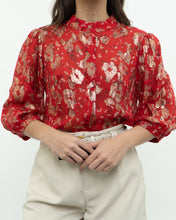 Load image into Gallery viewer, ba&amp;sh x Red Silk Patterned Metallic Blouse (XS, S)