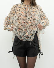 Load image into Gallery viewer, JOIE x Cream Floral Frilly Silk Blouse (XS-M)