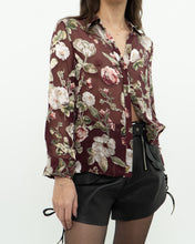 Load image into Gallery viewer, ALICE + OLIVIA x Burgundy Floral Silk Blouse (XS, S)