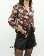 Load image into Gallery viewer, ALICE + OLIVIA x Burgundy Floral Silk Blouse (XS, S)