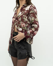 Load image into Gallery viewer, ALICE + OLIVIA x Burgundy Floral Silk Blouse (XS, S)