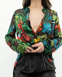 ALICE + OLIVIA x Tropical Floral Silk-Blend Blouse (XS-M)