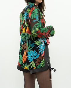 ALICE + OLIVIA x Tropical Floral Silk-Blend Blouse (XS-M)