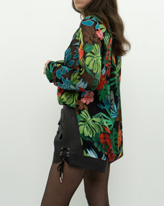 ALICE + OLIVIA x Tropical Floral Silk-Blend Blouse (XS-M)