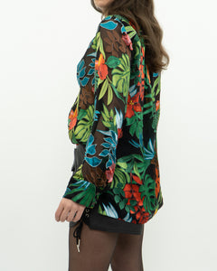 ALICE + OLIVIA x Tropical Floral Silk-Blend Blouse (XS-M)