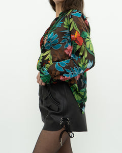 ALICE + OLIVIA x Tropical Floral Silk-Blend Blouse (XS-M)